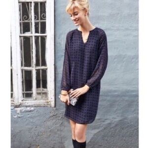 Cabi 3102 Harlequin Diamond Print Lined Chiffon Dress‎ Long Sleeve Womens